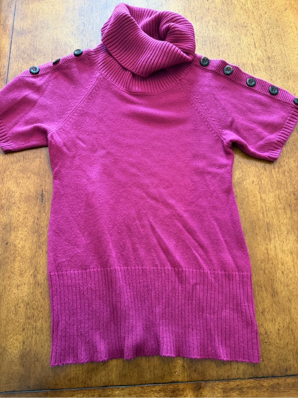 Worthington Short-Sleeve Turtleneck Sweater in Magenta medium